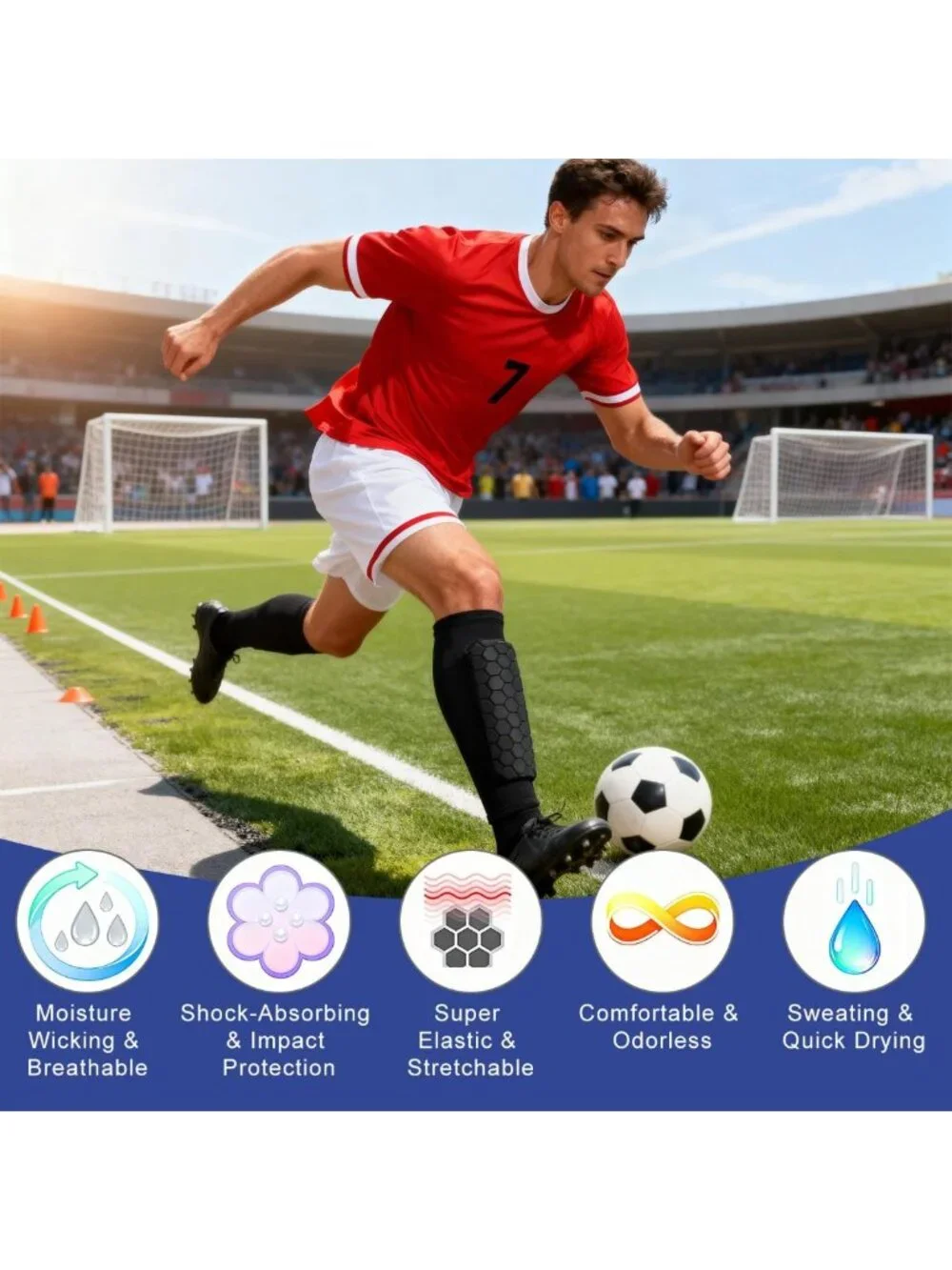 Youth & Adult Soccer Shin Guards - 2 Pairs with Honeycomb Padding for Protection